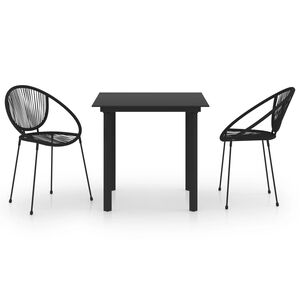 vidaXL 3-dijelni vrtni blagovaonski set od PVC ratana crni