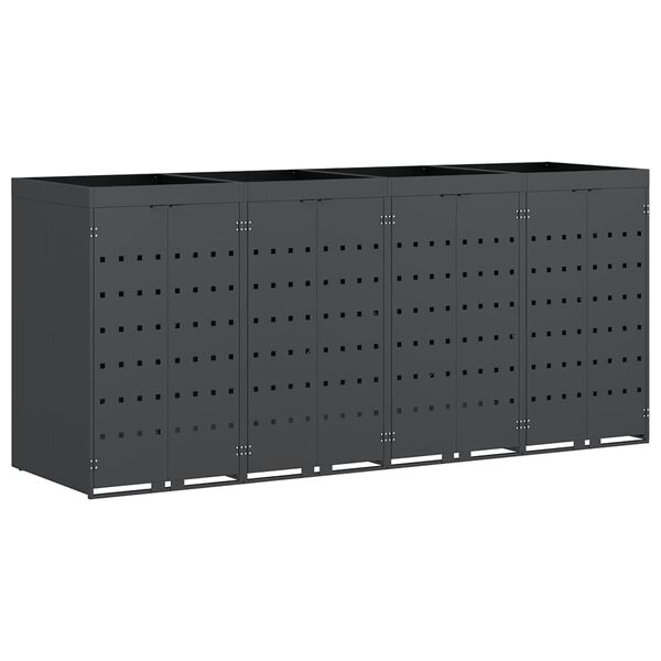 vidaXL Skladištenje kanti za 4 kante Antracit 272 x 77,5 x 121,5 cm