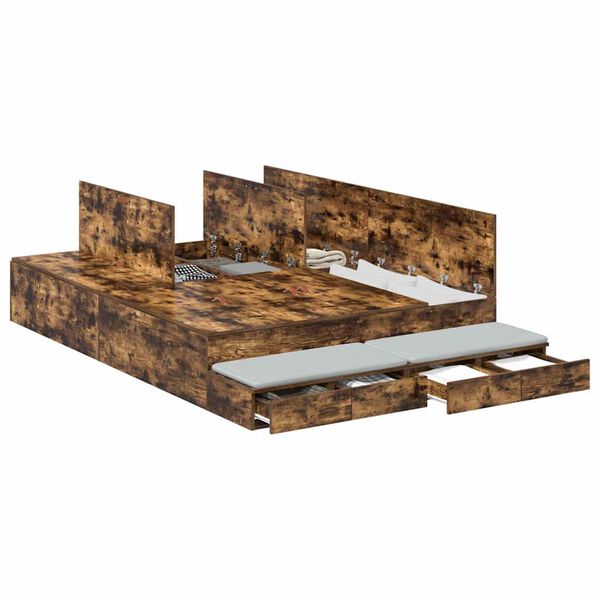 vidaXL Krevet s ladicama Dimljeni hrast 150 cm Konstruirano drvo
