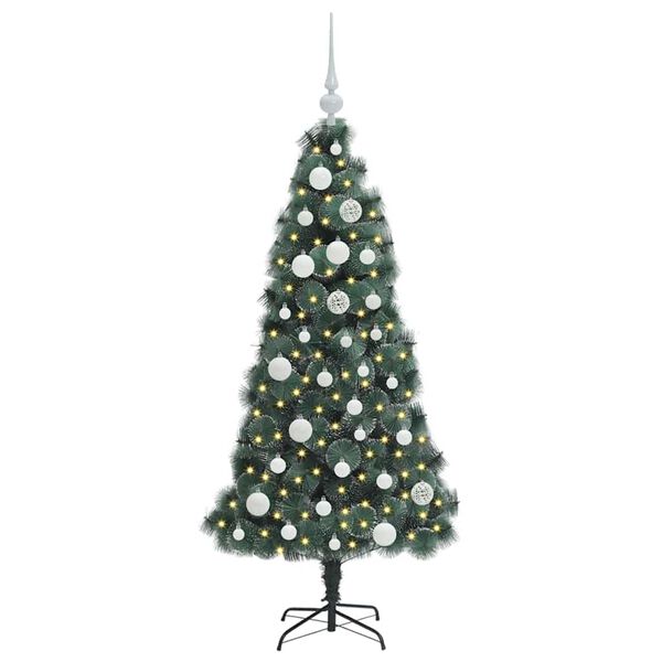 vidaXL Umjetna pred-lit Christmas jelka s setom kuglica Zelena 120 cm