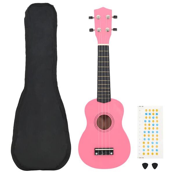 vidaXL Set dječjeg ukulelea Soprano s torbom ružičasti 23 "