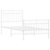 vidaXL Metalni okvir kreveta uzglavlje i podnožje bijeli 90x190 cm