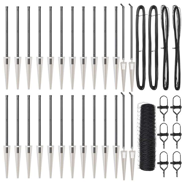 vidaXL Stup za ogradu Siva 50 x 0,5 m (36 mm mreža) Čelik i PVC