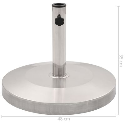 vidaXL Stalak za suncobran od nehrđajućeg čelika srebrni okrugli 25 kg