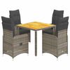 vidaXL 5-dijelni vrtni bistro set od poliratana s jastucima sivi