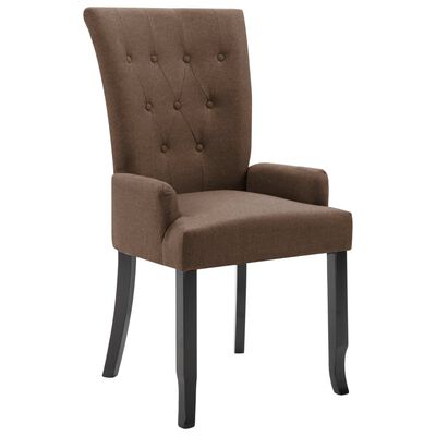 vidaXL Blagovaonska stolica od tkanine s naslonima za ruke smeđa
