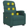 vidaXL Masažna fotelja na podizanje od tkanine tamnozelena