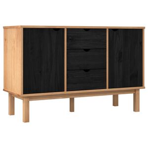 vidaXL Kreveta OTTA Crna 113,5 x 43 x 73 cm Masivna borovina