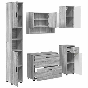 vidaXL Set namje&scaron;taja za kupaonicu 5 kom. Siva Sonoma 35 x 30 x 192 cm