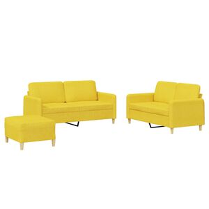 vidaXL 3-dijelni set sofa s jastucima svjetložuti od tkanine