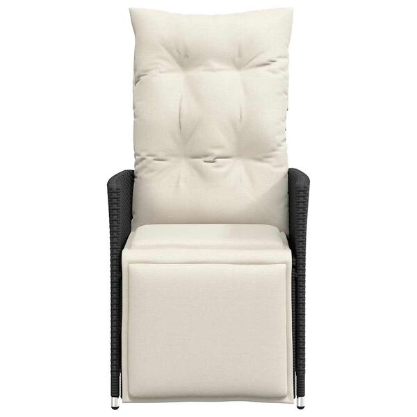 vidaXL Vrtni naslonjač s jastucima crni od poliratana