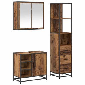 vidaXL Set namje&scaron;taja za kupaonicu 3 kom. Staro drvo 65 x 33 x 60 cm