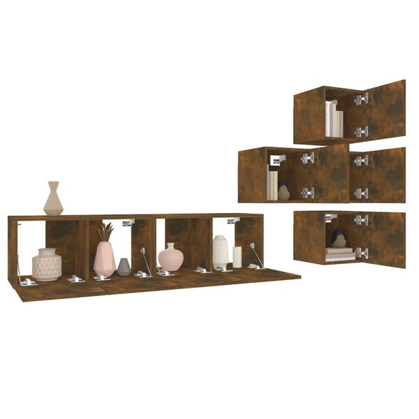 vidaXL 6-dijelni set TV ormarića boja dimljenog hrasta drveni