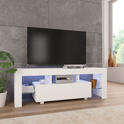 vidaXL TV ormarić s LED svjetlima visoki sjaj bijeli 130x35x45 cm