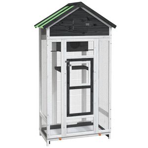vidaXL Kućica za ptice siva 91,5 x 53 x 170 cm od masivne borovine