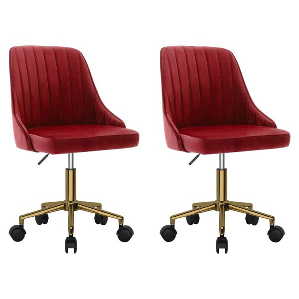 vidaXL Okretne blagovaonske stolice 2 kom crvena boja vina bar&scaron;unaste