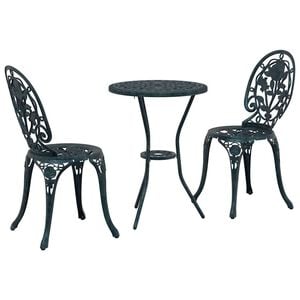 vidaXL Bistro set za vrt 3 pcs Zelena Aluminij