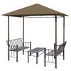 vidaXL Vrtni paviljon sa stolom 2,5 x 1,5 x 2,4 m smeđe-sivi 180 g/m&sup2;