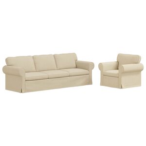 vidaXL Sofa 210cm 2 pcs Krema Metal