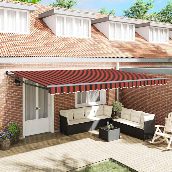 vidaXL Skrovita tenda Narančasta i smeđa 500 × 300 cm Tkanina i Metal