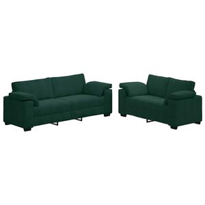 vidaXL Dvodijelni set sofa s jastucima, tamnozeleni bar&scaron;un