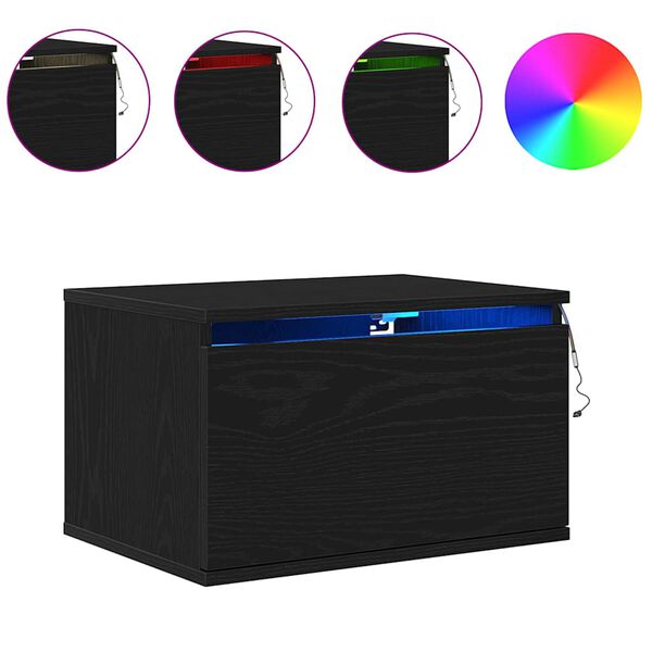 vidaXL Wall-mounted noćni ormarić Crni hrast 50 x 36 x 30 cm