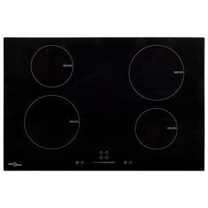 vidaXL Indukcijska ploča za kuhanje s 4 plamenika staklena 77 cm 7000W