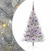 vidaXL Umjetno predsvijetljeno božićno drvce Srebrno 120 cm PET