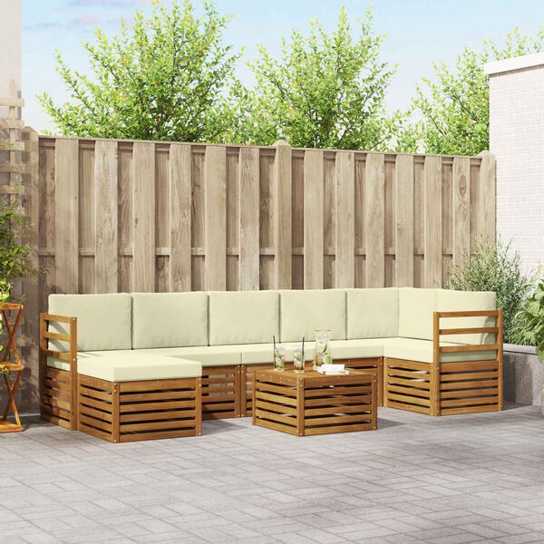 vidaXL Setovi sofa 8 pcs Prirodna i krem Čvrsto drvo akacije