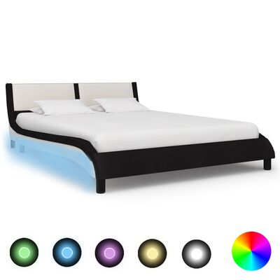 vidaXL Okvir za krevet od umjetne kože LED crno-bijeli 140 x 200 cm