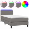 vidaXL Krevet box spring s madracem LED tamnosivi 90x200 cm tkanina