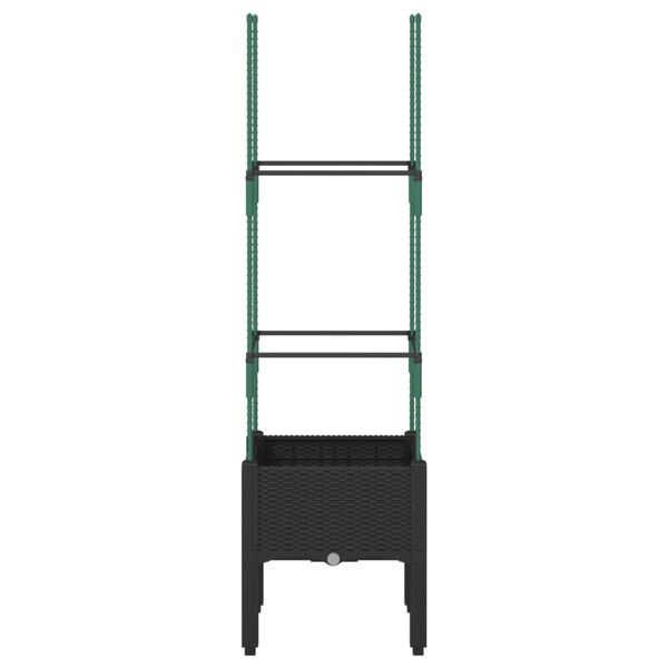 vidaXL Vrtna sadilica s re&scaron;etkom crna 40 x 40 x 142,5 cm PP