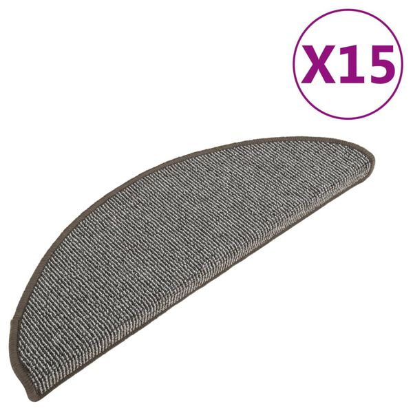 vidaXL Prostirke za stepenice 15 kom 65x21x4 cm sive poluokrugle velike