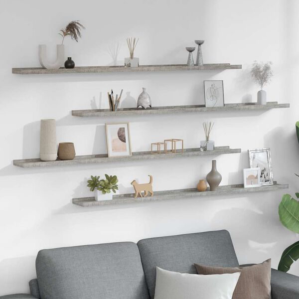 vidaXL Zidne police 4 kom siva boja betona 115 x 9 x 3 cm