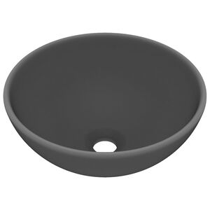 vidaXL Luksuzni okrugli umivaonik mat tamnosivi 32,5 x 14 cm keramički