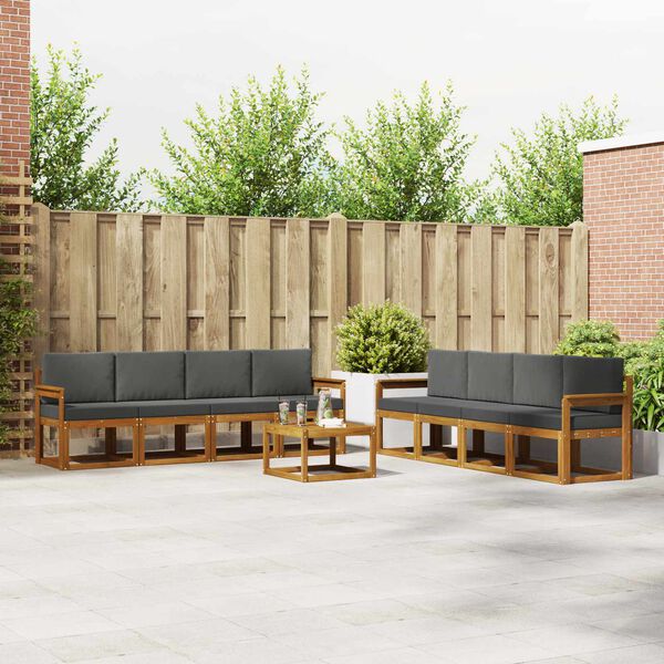 vidaXL Set vanjskih sofa 9 pcs Prirodna i antracit Čvrsto drvo akacije