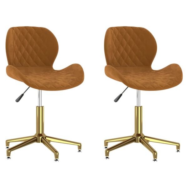 335049 vidaXL Swivel Dining Chairs 2 pcs Brown Velvet