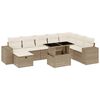 vidaXL 9-dijelni set vrtnih sofa s jastucima bež od poliratana