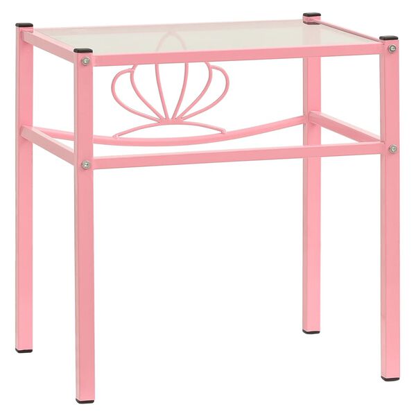 vidaXL Noćni ormarić ružičasti/prozirni 42,5x33x44,5 cm metal i staklo