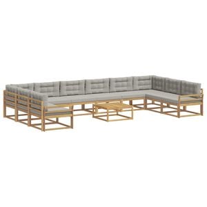 vidaXL Set vanjskih sofa s jastukom 11 pcs Bijela i svjetlosiva