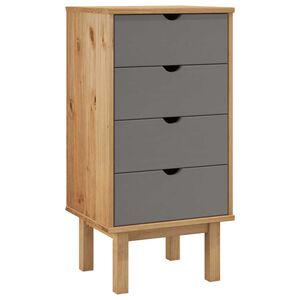 vidaXL Ladičar OTTA smeđe-sivi 45x39x90 cm od masivne borovine