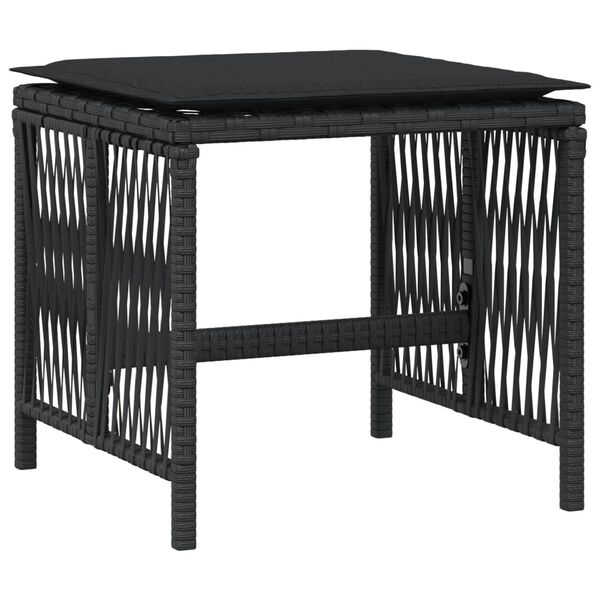 vidaXL Vrtni stolci s jastucima 4 kom crni 41x41x36 cm od poliratana