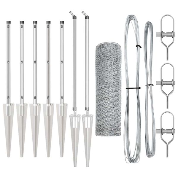 vidaXL Stup za ogradu Srebrno 10 x 1 m (mrežica 13 mm) Čelik