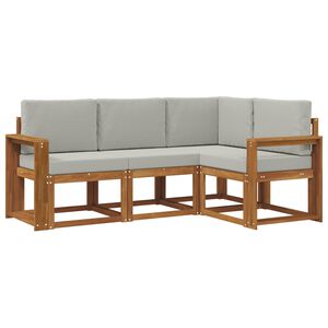 vidaXL Set vanjskih sofa s jastukom 4 pcs Prirodna i svijetlo siva