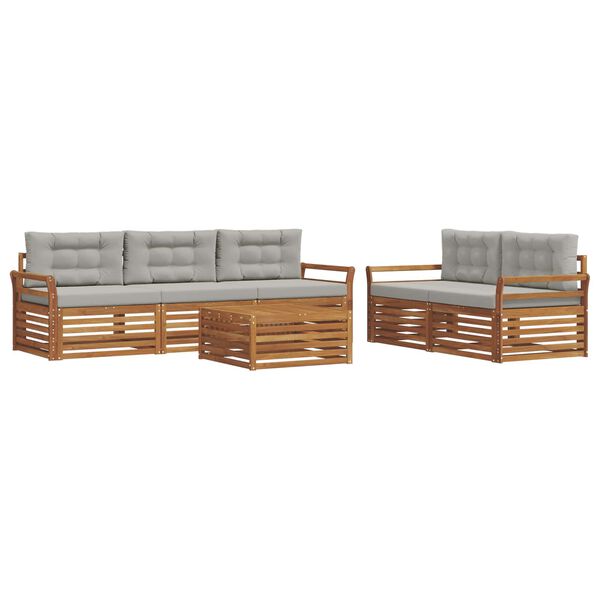 vidaXL Set vanjskih sofa s jastukom 6 pcs Prirodna i svijetlo siva