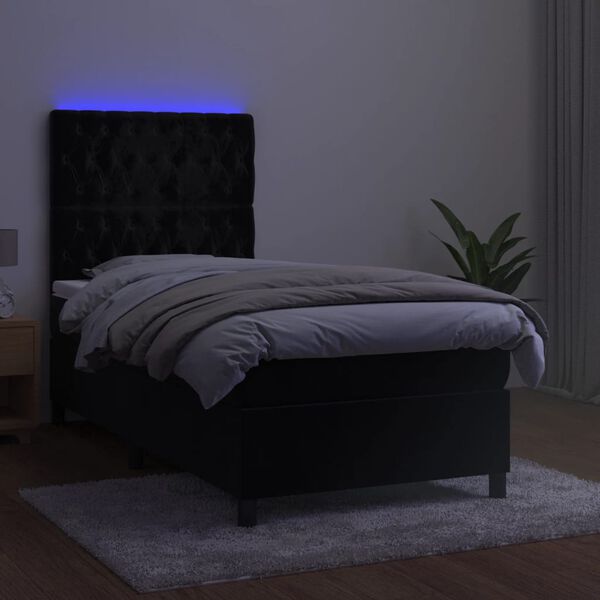 vidaXL Krevet box spring s madracem LED crni 80 x 200 cm bar&scaron;unasti