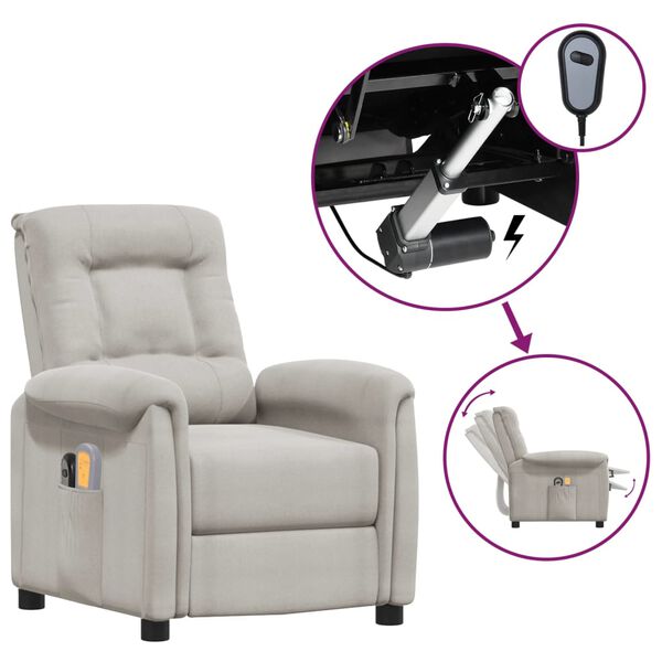 vidaXL Električna masažna fotelja od mikrovlakana svjetlosiva