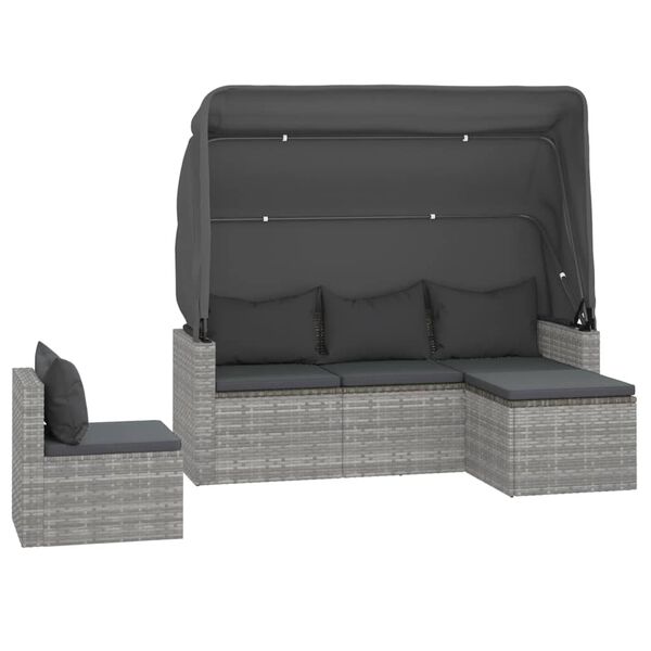 vidaXL 4-dijelni set vrtnih sofa od poliratana s jastucima sivi