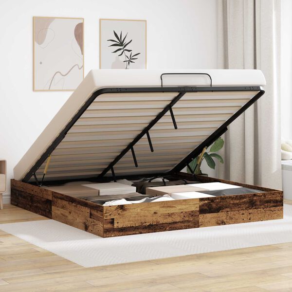 vidaXL Otomanski krevet Staro drvo 160 x 200 cm Konstrukcijsko drvo