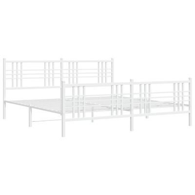 vidaXL Metalni okvir kreveta uzglavlje i podnožje bijeli 183x213 cm